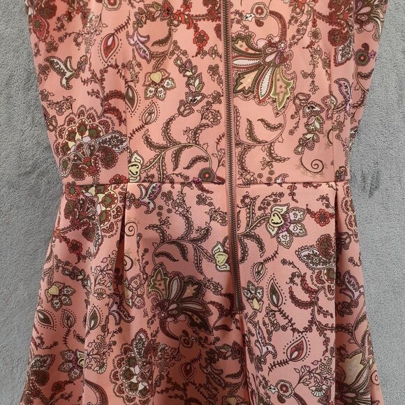 Copper Key Women Sz XL Peach Paisley Sleeveless Halter Fit Flare Dress Coquette - Picture 9 of 10